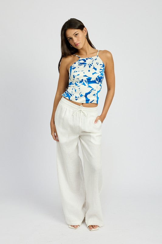 Lace Up Back Halter Neck Top  HOUSE OF SHE