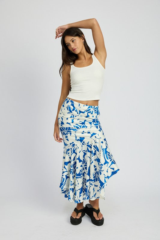 Asymmetrical Ruffle Hem Skirt