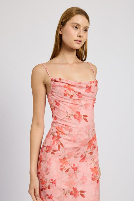 Floral Asymmetrical Ruffle Dress