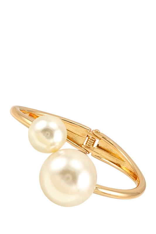 Two Pearl Accent Hinge Bracelet  HOUSE OF SHE