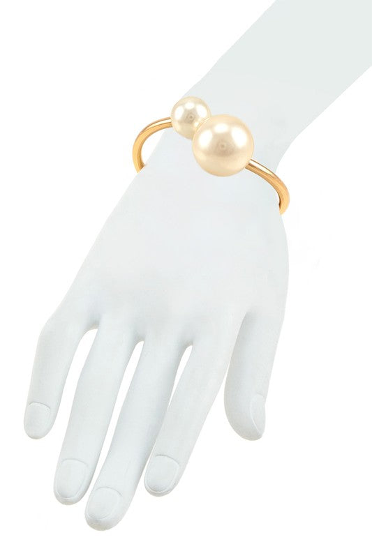 Two Pearl Accent Hinge Bracelet  HOUSE OF SHE