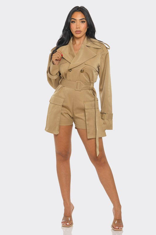 Sophisticated Utility Romper - HOUSE OF SHE