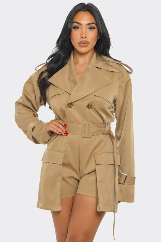 Sophisticated Utility Romper - HOUSE OF SHE