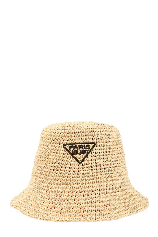 Paris Embroidery Straw Bucket Hat  HOUSE OF SHE