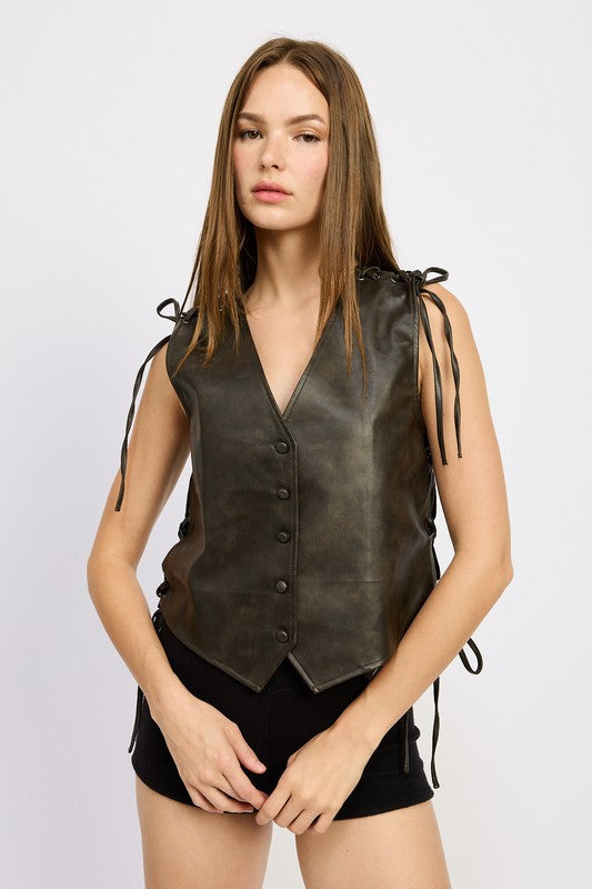 Mila Leather Vest Top