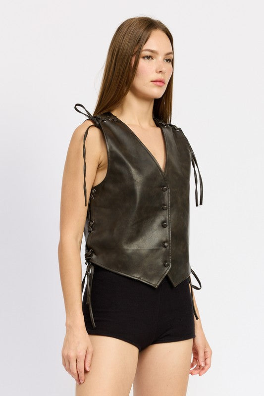 Mila Leather Vest Top