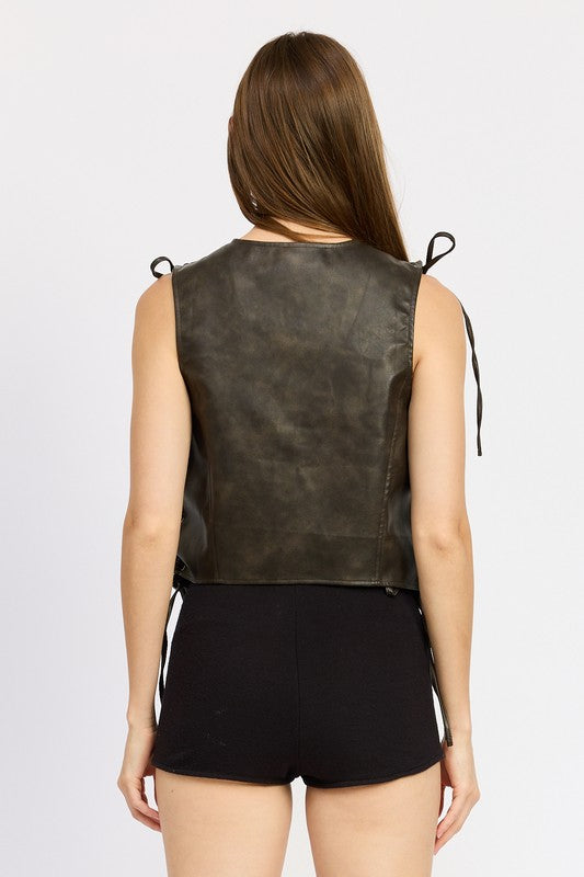 Mila Leather Vest Top