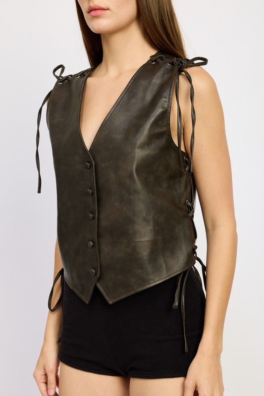Mila Leather Vest Top - HOUSE OF SHE