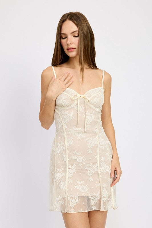 Sofi Spaghetti Strap Lace Mini Dress - HOUSE OF SHE