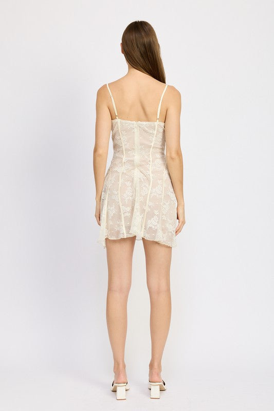 Sofi Spaghetti Strap Lace Mini Dress - HOUSE OF SHE