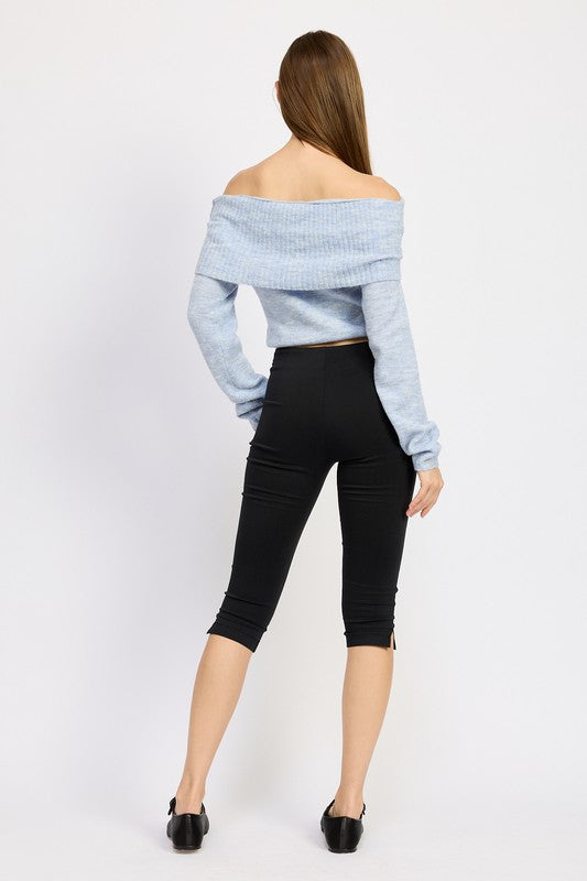 Off Shoulder Fold Over Top - HOUSE OF SHE
