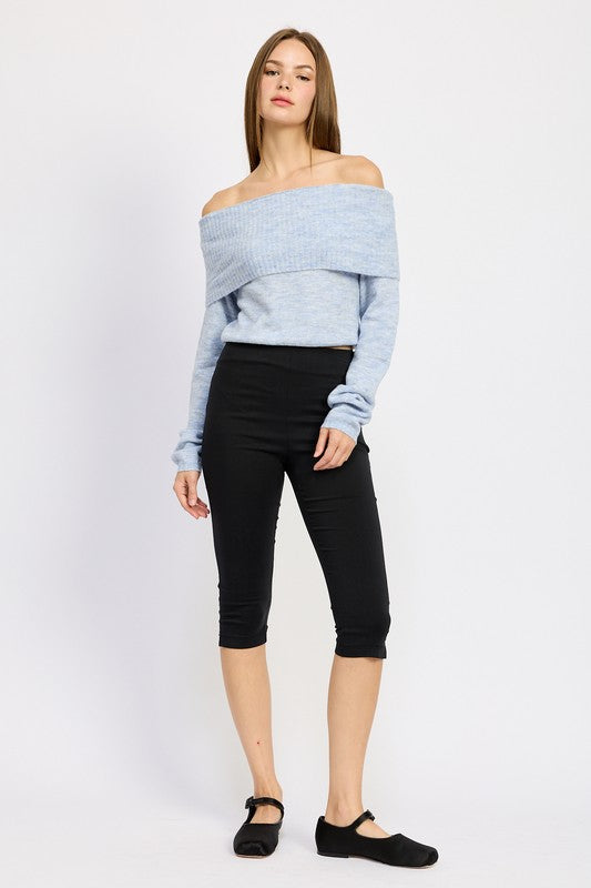 Off Shoulder Fold Over Top - HOUSE OF SHE