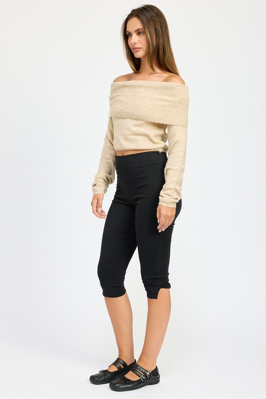 Off Shoulder Fold Over Top - HOUSE OF SHE