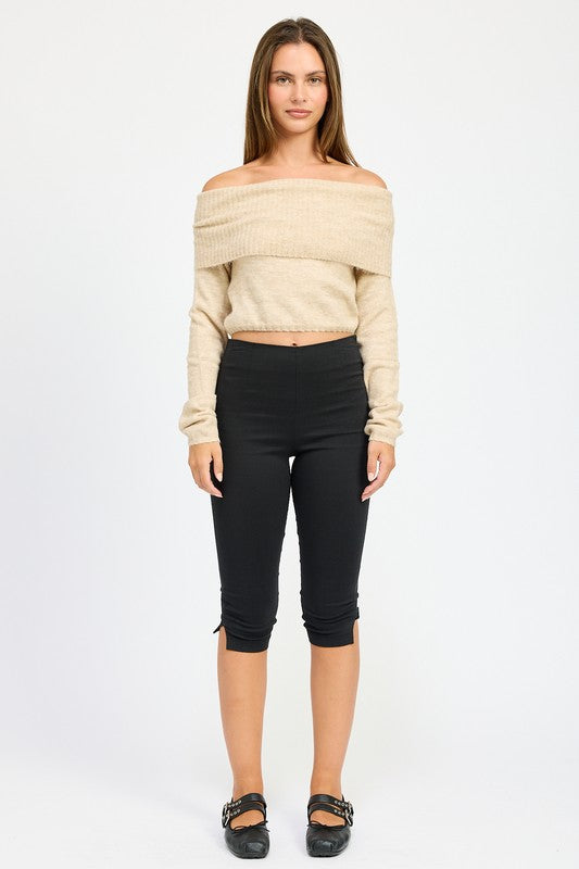 Off Shoulder Fold Over Top - HOUSE OF SHE