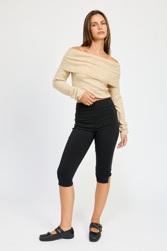 Off Shoulder Fold Over Top - HOUSE OF SHE