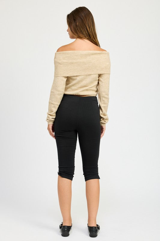 Off Shoulder Fold Over Top - HOUSE OF SHE