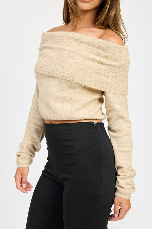 Off Shoulder Fold Over Top - HOUSE OF SHE