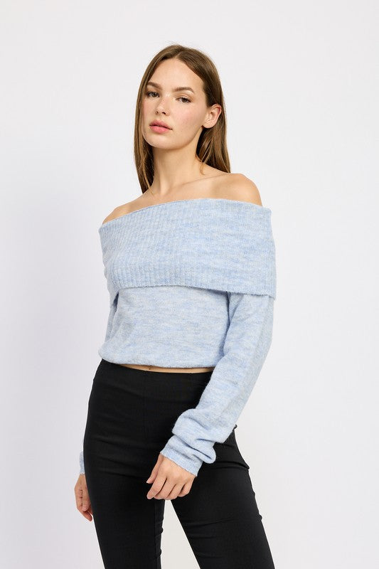 Off Shoulder Fold Over Top - HOUSE OF SHE