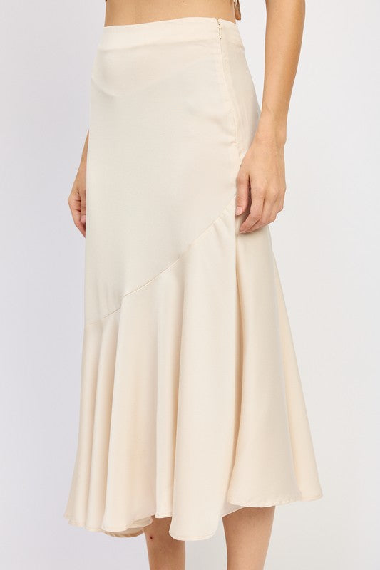 Asymmetrical Ruffle Hem Skirt - HOUSE OF SHE
