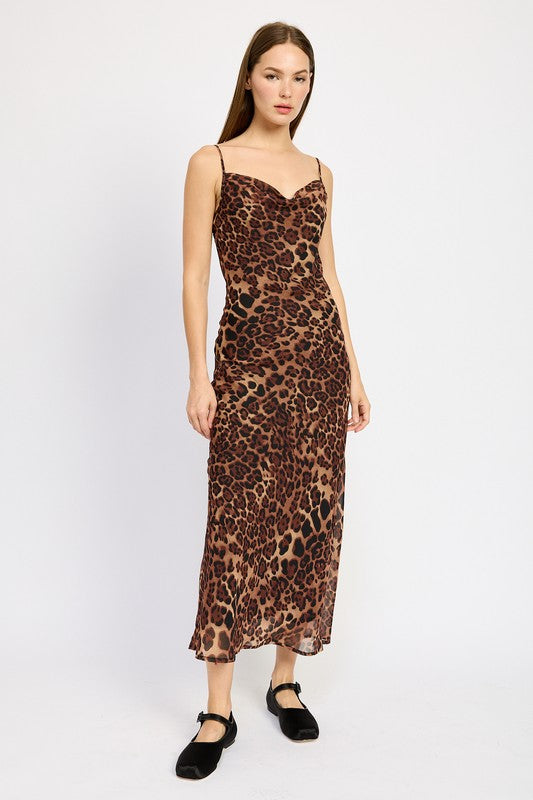 Moni Leopard Slip Maxi Dress - HOUSE OF SHE