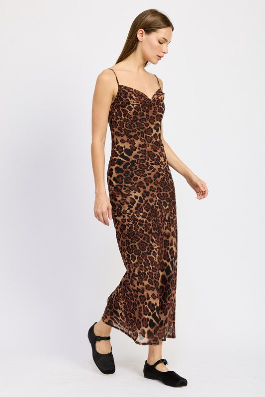 Moni Leopard Slip Maxi Dress - HOUSE OF SHE