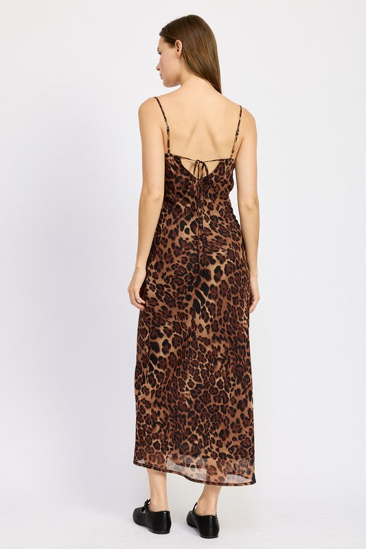 Moni Leopard Slip Maxi Dress - HOUSE OF SHE