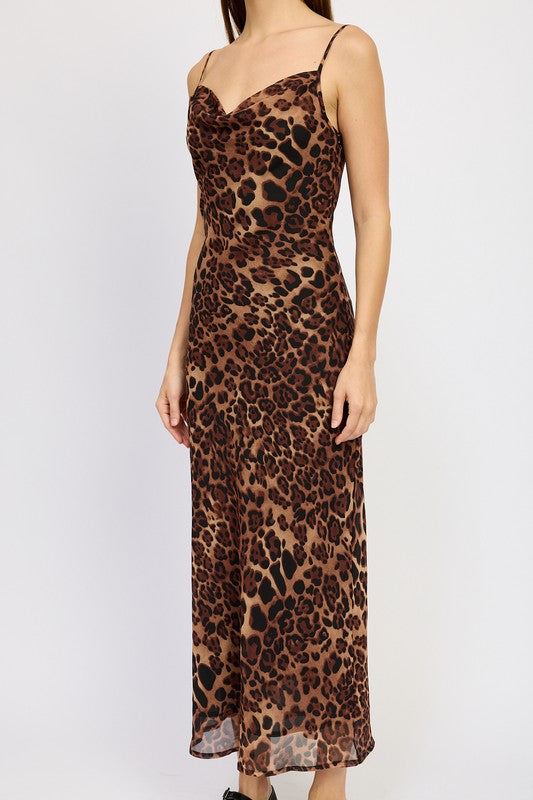 Moni Leopard Slip Maxi Dress - HOUSE OF SHE