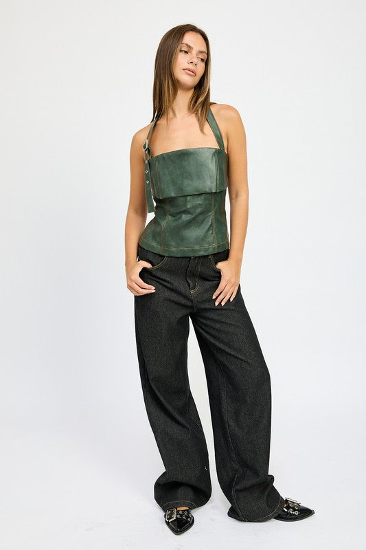 Fleece Lined Denim Pants - HOUSE OF SHE