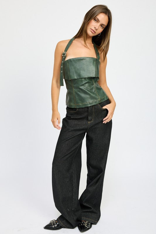Fleece Lined Denim Pants - HOUSE OF SHE