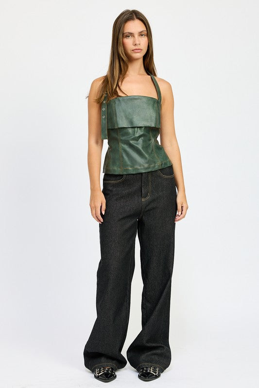 Fleece Lined Denim Pants - HOUSE OF SHE