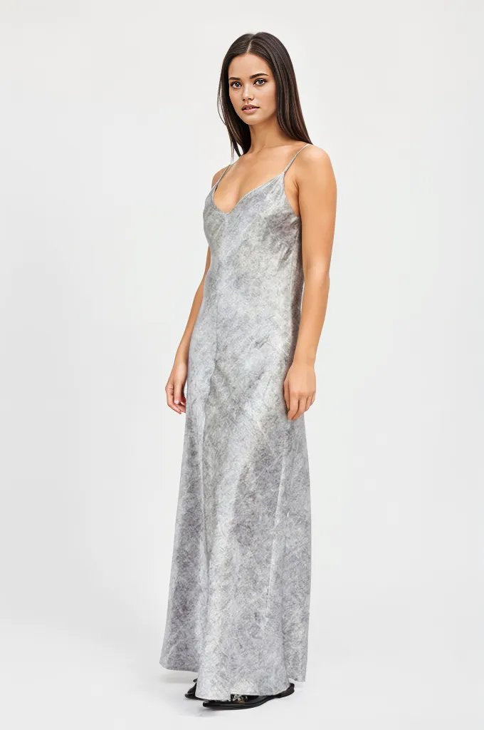 Sela Silver Maxi Slip Dress - HOUSE OF SHE