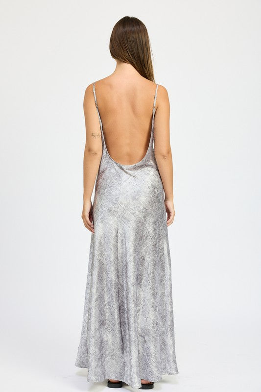Sela Silver Maxi Slip Dress - HOUSE OF SHE