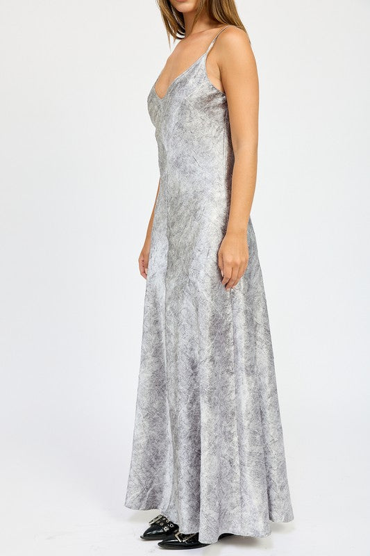 Sela Silver Maxi Slip Dress - HOUSE OF SHE