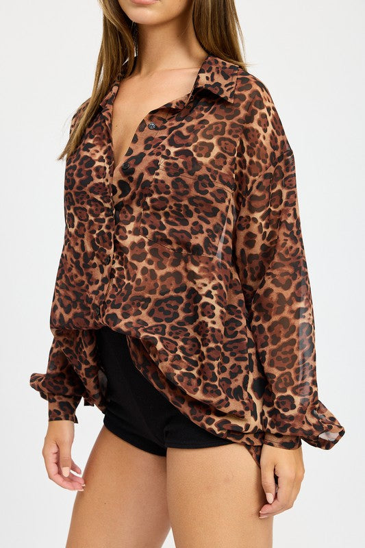 ANIMAL PRINT OVERSIZED SHIRT