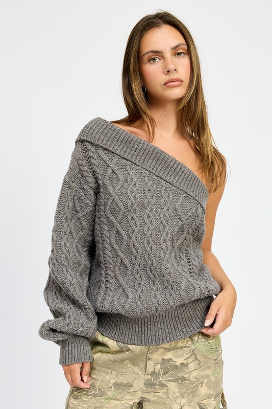 Sindy Oversized One Shoulder Sweater - HOUSE OF SHE