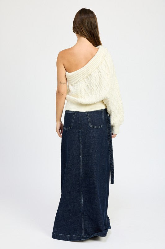 Sindy Oversized One Shoulder Sweater - HOUSE OF SHE