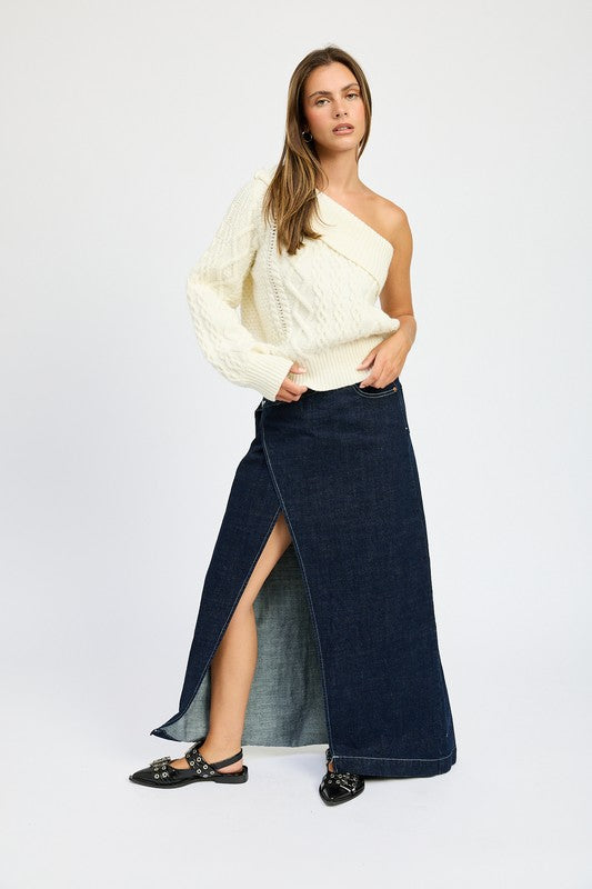 Sindy Oversized One Shoulder Sweater - HOUSE OF SHE