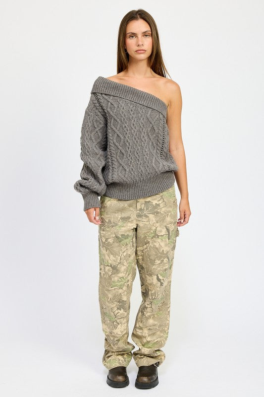 Sindy Oversized One Shoulder Sweater - HOUSE OF SHE