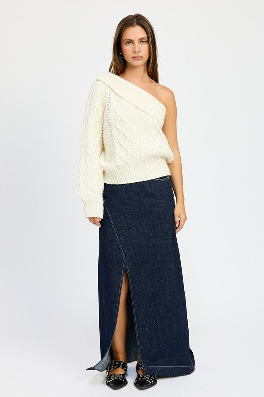 Sindy Oversized One Shoulder Sweater - HOUSE OF SHE