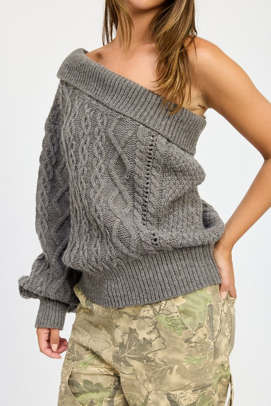 Sindy Oversized One Shoulder Sweater - HOUSE OF SHE