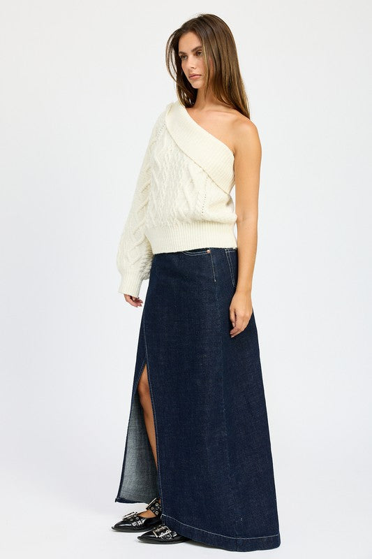 Sindy Oversized One Shoulder Sweater - HOUSE OF SHE