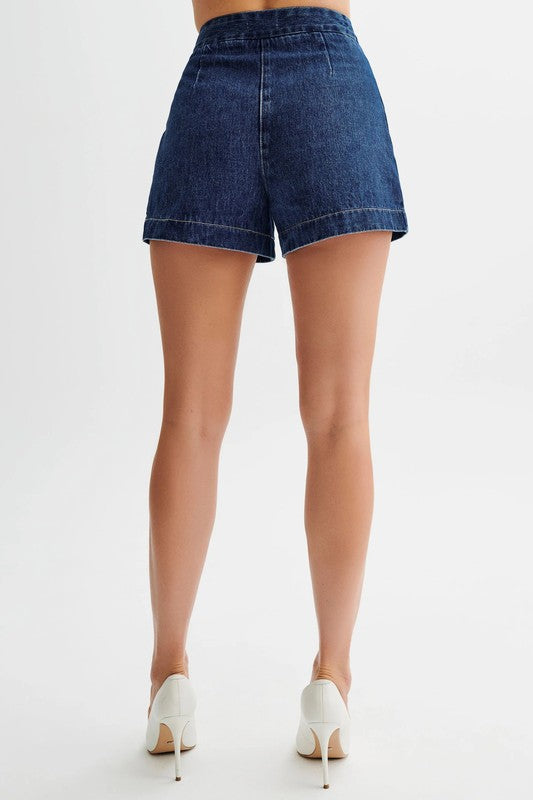Mila Denim Two Piece Top & Shorts Set - HOUSE OF SHE