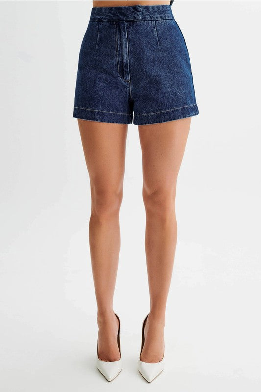 Mila Denim Two Piece Top & Shorts Set - HOUSE OF SHE