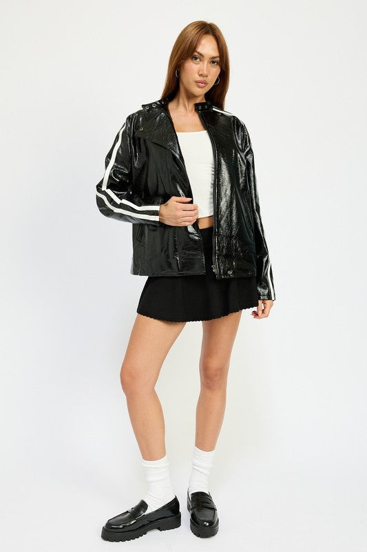 Oversized Moto Jacket - HOUSE OF SHE