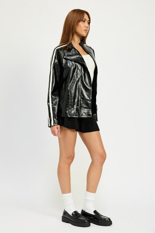 Oversized Moto Jacket - HOUSE OF SHE