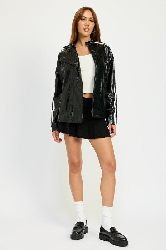 Oversized Moto Jacket - HOUSE OF SHE