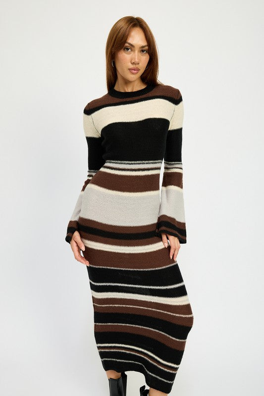 Stripe Maxi Bodycon Dress - HOUSE OF SHE