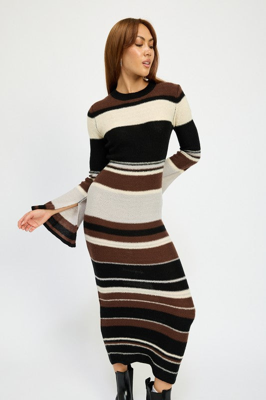 Stripe Maxi Bodycon Dress - HOUSE OF SHE