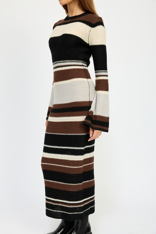 Stripe Maxi Bodycon Dress - HOUSE OF SHE