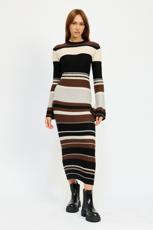 Stripe Maxi Bodycon Dress - HOUSE OF SHE